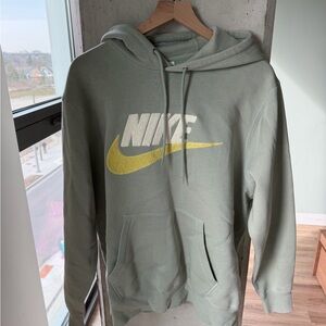 Nike Olive Hoodie with Yellow Logo